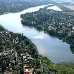 Aerial view with Falkensee lake